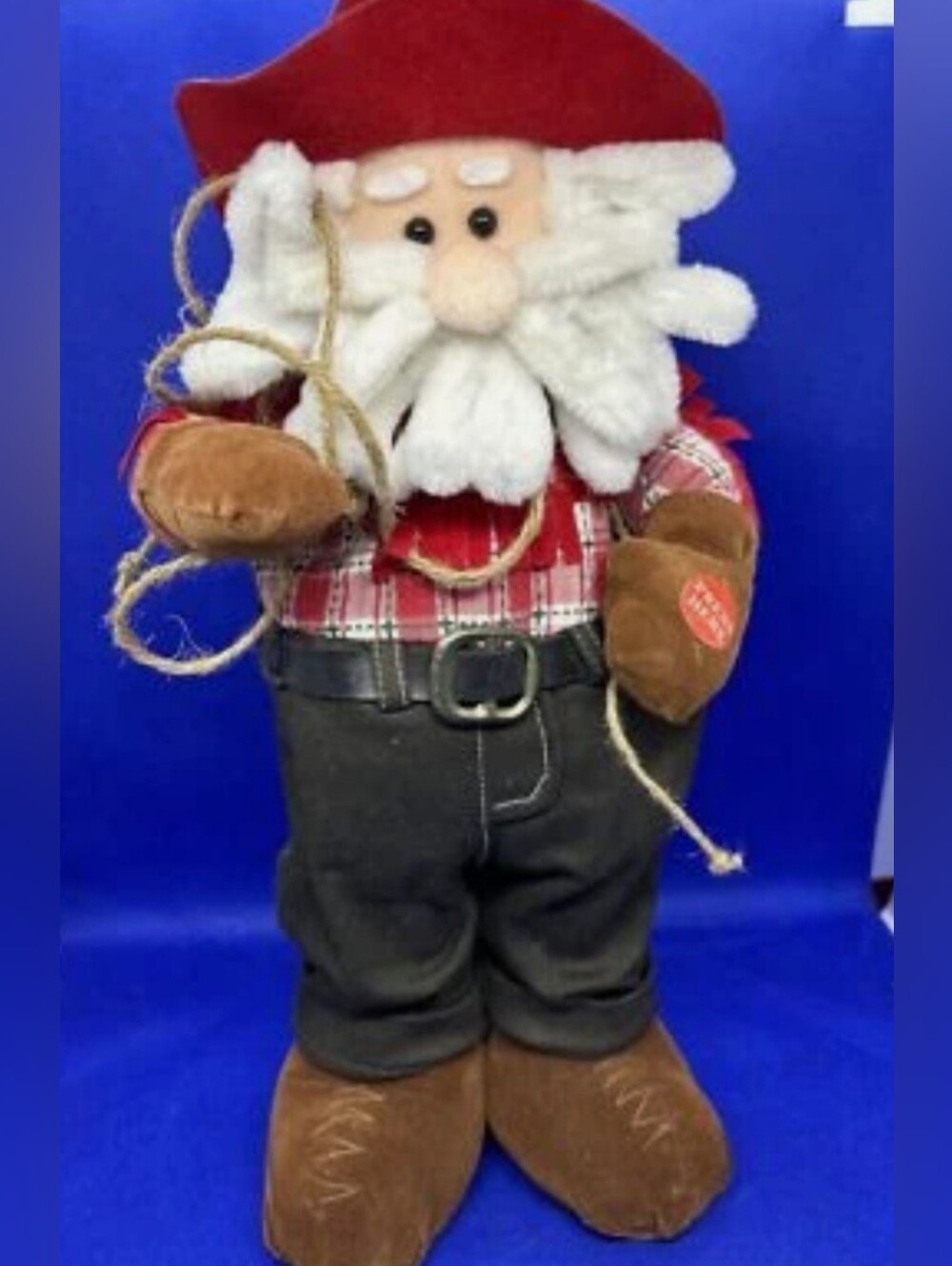 vintage Country Claus by GANZ singing and dancing cowboy Santa doll With Box